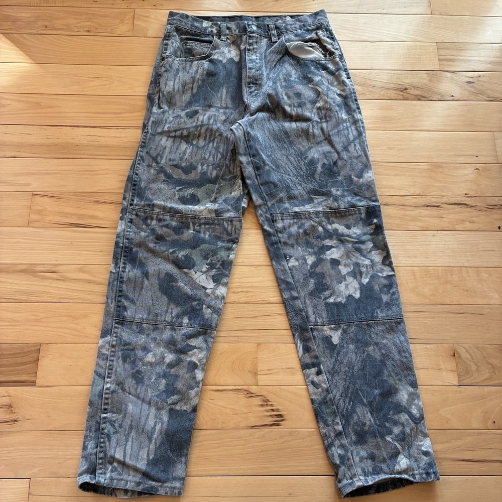 Vintage Wrangler Double Knee Realtree Hardwoods Camo Work Pants Size 32 X 34